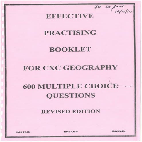 CSEC GEOGRAPHY 2011 multiple choice past paper | PDF
