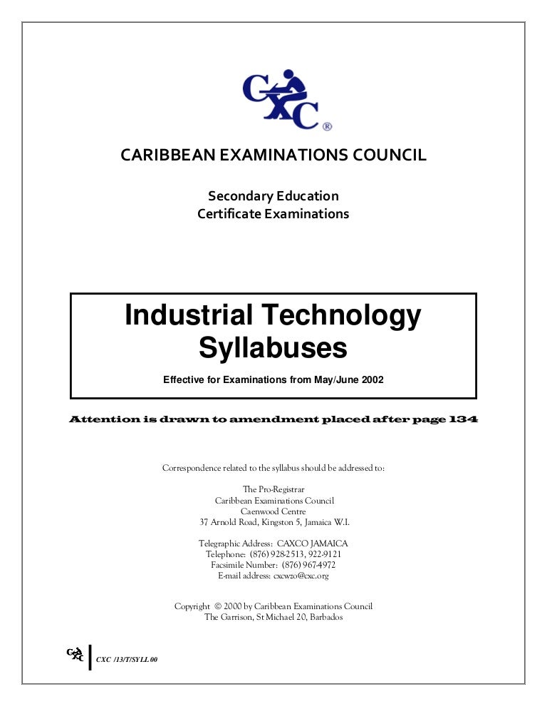 Csec industrial technology syllabus