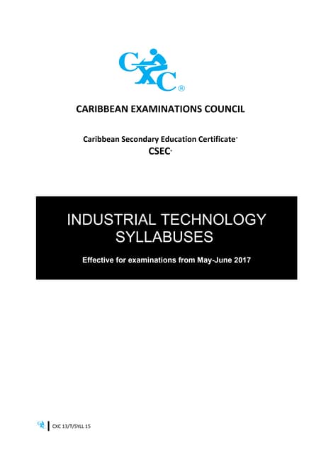 Csec Industrial Technology Syllabuses 1 Pdf Csec Industrial Technology Syllabuses 1 Pdf