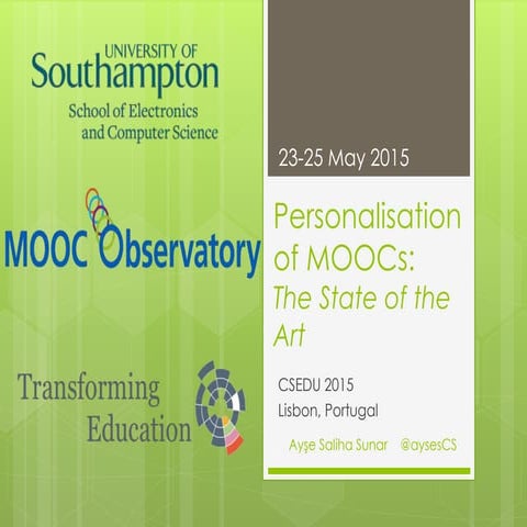 CSEDU2015 - MOOC Personalisation 