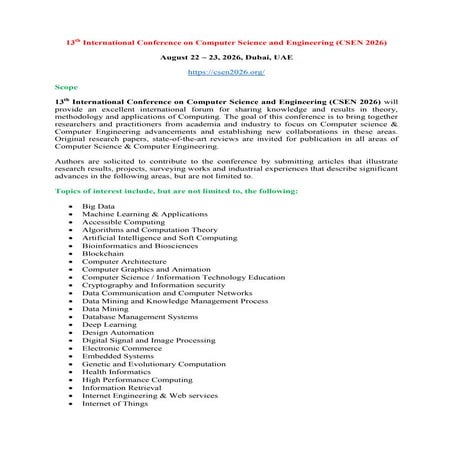 13th International Conference on Computer Science and Engineering (CSEN ...