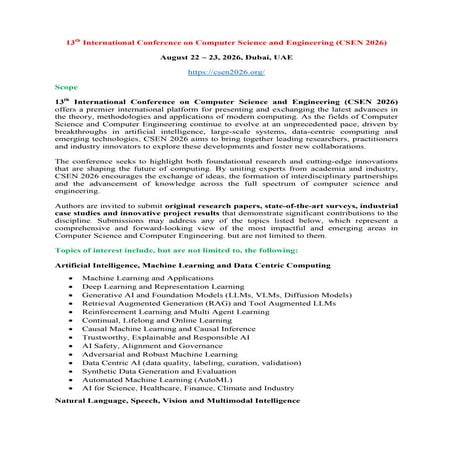 CFP - 13th International Conference on Computer Science and Engineering ...