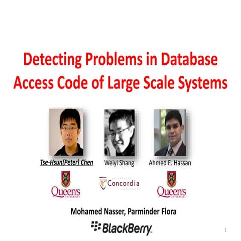 CSER2016 - Detecting Problems in Database Access Code of Large Scale Systems
