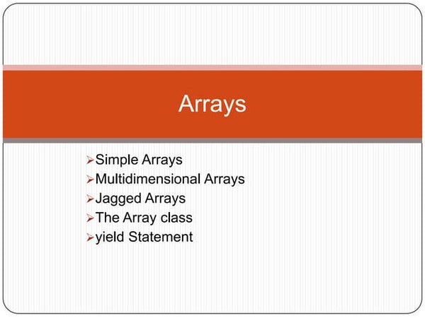 Arrays Class presentation