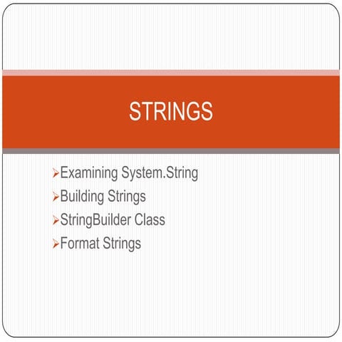 C# String | PPTX | Programming Languages | Computing