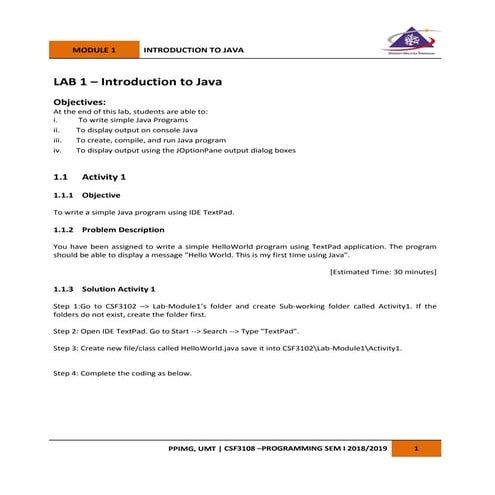 Csf3108 lab module 1 (1) | PDF