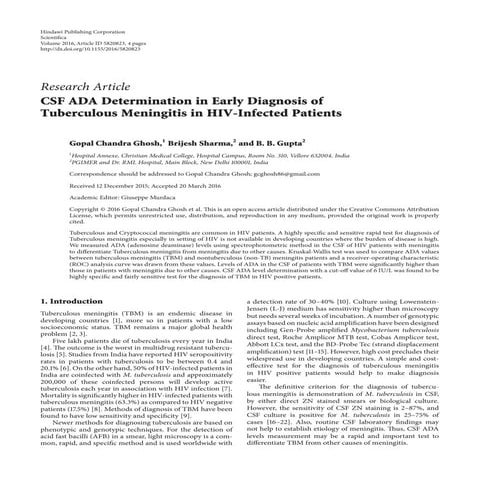 Csf ada in tbm with hiv infection