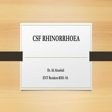Csf rhinorrhea