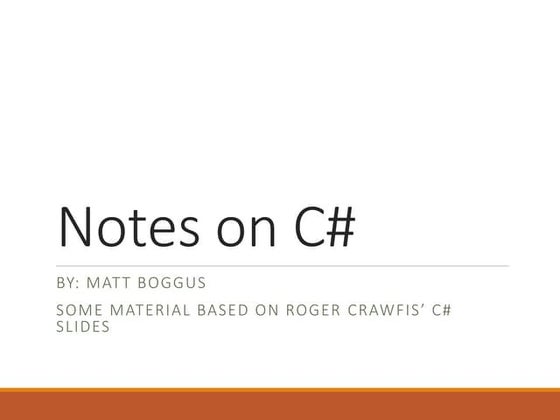 CSharp presentation and software developement