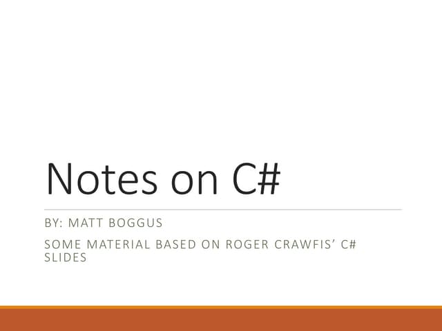 CSharp presentation and software developement