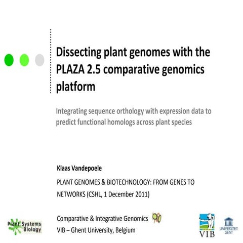 Dissecting plant genomes with the PLAZA 2.5 comparative genomics platform