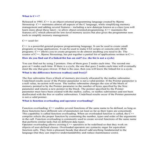 C++ short questions | PDF
