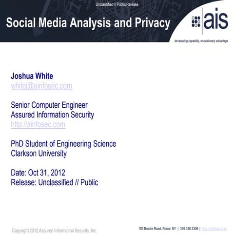 CSIAC - Social Media Analysis and Privacy