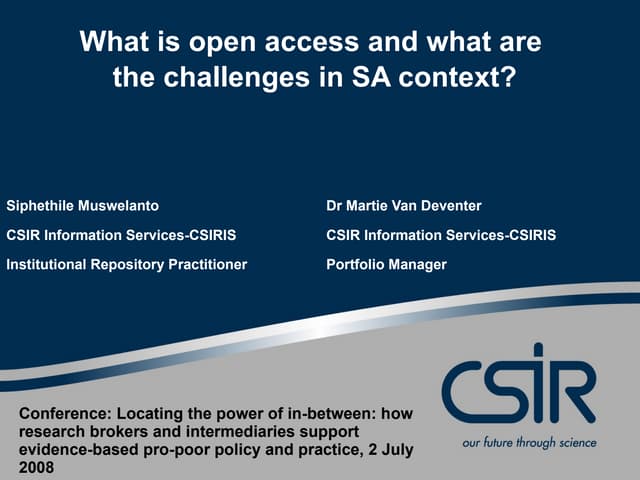 Csir Open Access Presentation