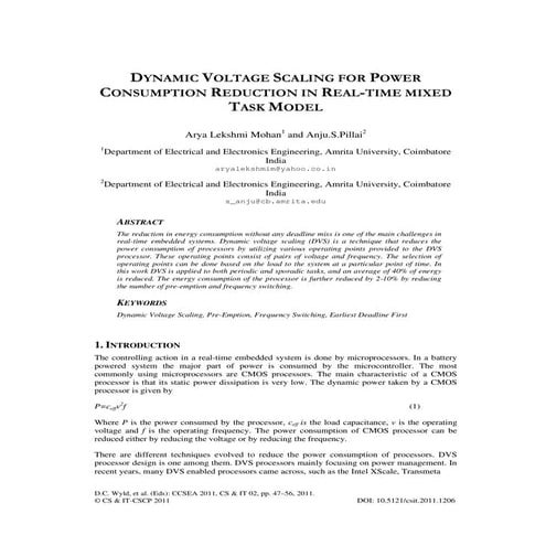 DYNAMIC VOLTAGE SCALING FOR POWER CONSUMPTION REDUCTION IN REAL-TIME MIXED TA...