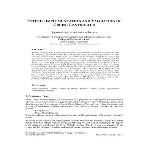 ESTEREL IMPLEMENTATION AND VALIDATION OF CRUISE CONTROLLER
