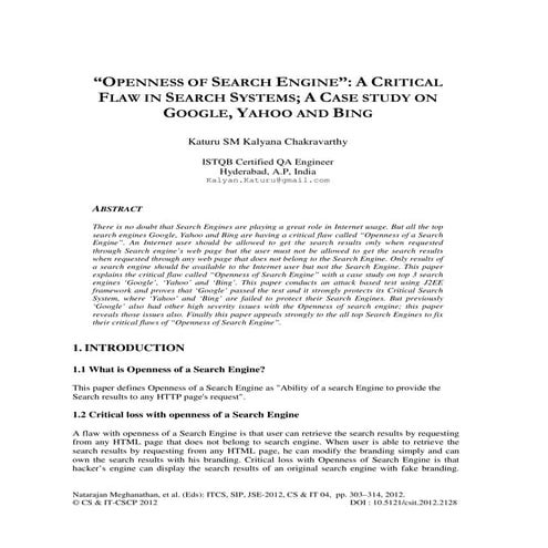 OPENNESS OF SEARCH ENGINE”: A CRITICAL FLAW IN SEARCH SYSTEMS; A CASE ...