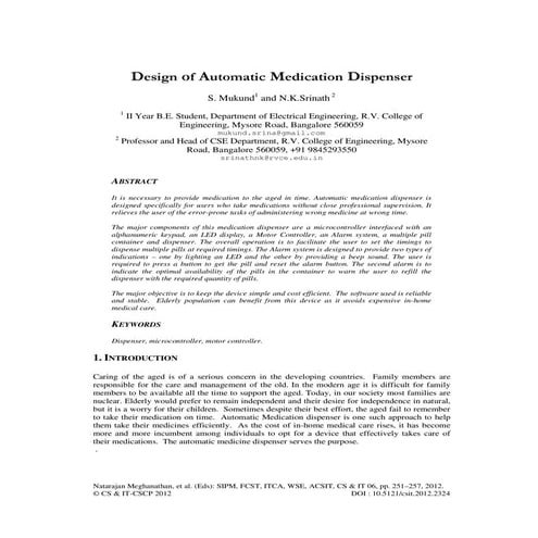 Design of Automatic Medication Dispenser | PDF