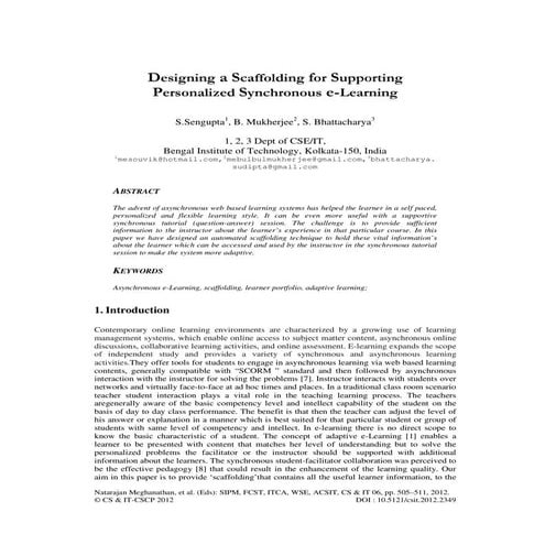 Designing a Scaffolding for Supporting Personalized Synchronous e-Learning