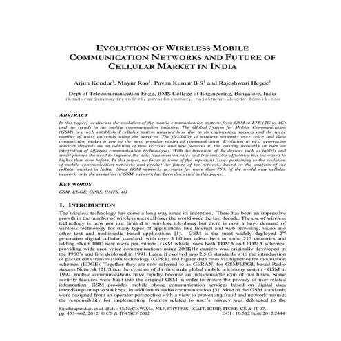 EVOLUTION OF WIRELESS MOBILE COMMUNICATION NETWORKS AND FUTURE OF CELLULAR MA...