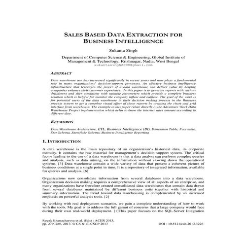 SALES BASED DATA EXTRACTION FOR BUSINESS INTELLIGENCE