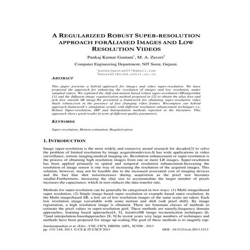 A REGULARIZED ROBUST SUPER-RESOLUTION APPROACH FORALIASED IMAGES AND LOW RESO...