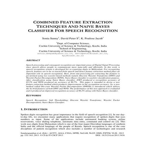 COMBINED FEATURE EXTRACTION TECHNIQUES AND NAIVE BAYES CLASSIFIER FOR SPEECH ...