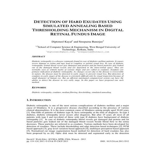 DETECTION OF HARD EXUDATES USING SIMULATED ANNEALING BASED THRESHOLDING MECHA...