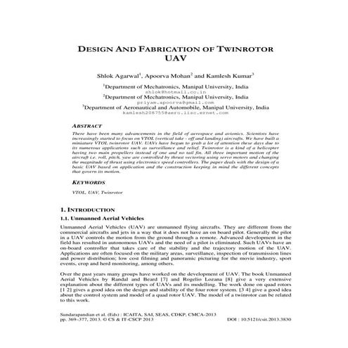Drone (Quadcopter) full project report by Er. ASHWANI DIXIT | PDF