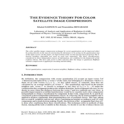 THE EVIDENCE THEORY FOR COLOR SATELLITE IMAGE COMPRESSION