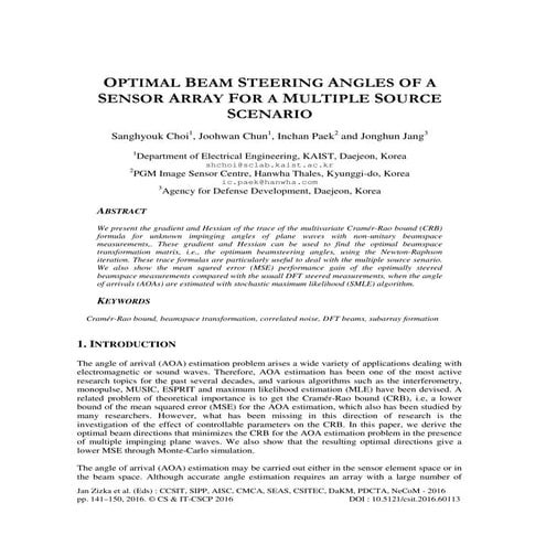 OPTIMAL BEAM STEERING ANGLES OF A SENSOR ARRAY FOR A MULTIPLE SOURCE SCENARIO