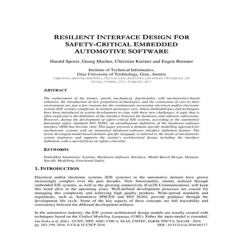 RESILIENT INTERFACE DESIGN FOR SAFETY-CRITICAL EMBEDDED AUTOMOTIVE SOFTWARE