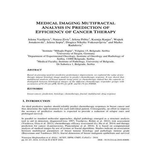 MEDICAL IMAGING MUTIFRACTAL ANALYSIS IN PREDICTION OF EFFICIENCY OF CANCER TH...