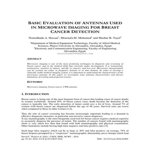 Basic Evaluation of Antennas Used in Microwave Imaging for Breast Cancer Dete...