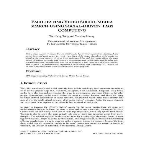 FACILITATING VIDEO SOCIAL MEDIA SEARCH USING SOCIAL-DRIVEN TAGS COMPUTING