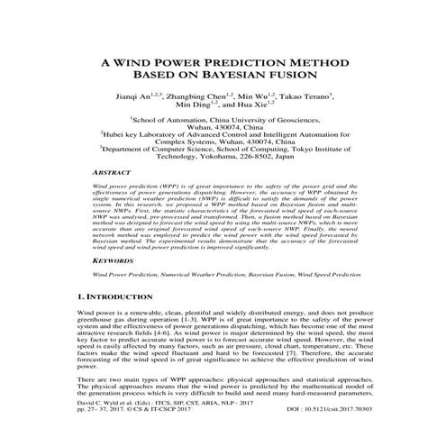 A WIND POWER PREDICTION METHOD BASED ON BAYESIAN FUSION