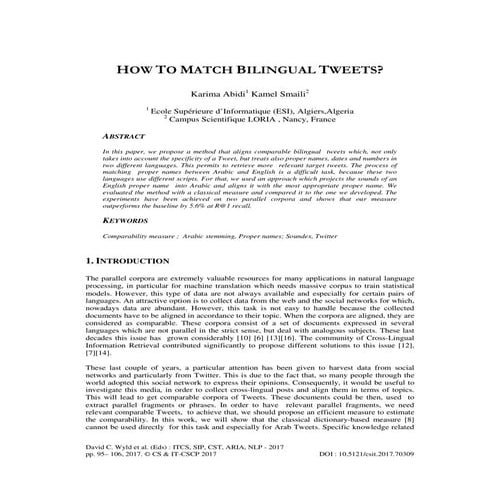 HOW TO MATCH BILINGUAL TWEETS?