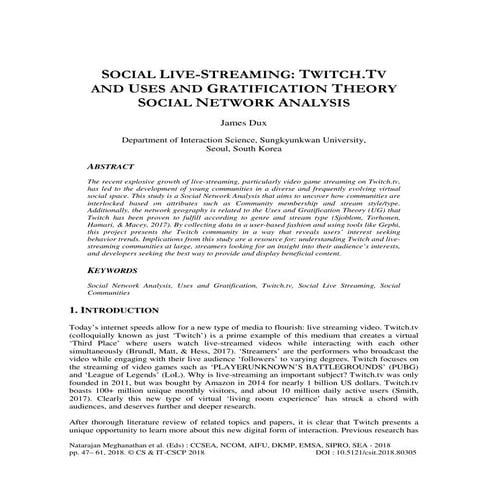 SOCIAL LIVE-STREAMING: TWITCH.TV AND USES AND GRATIFICATION THEORY SOCIAL NET...