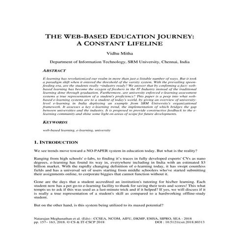 THE WEB-BASED EDUCATION JOURNEY: A CONSTANT LIFELINE