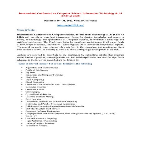 International Conference on Computer Science, Information Technology ...
