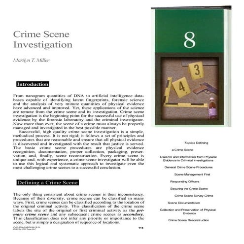 Crime Scene Investigation: Principles and Practice by Marilyn T. Miller