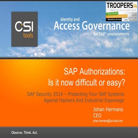 CSI tools SAP Authorization Presentation TROOPERS 2014