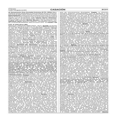 CSJ - Sentencia de Casación Laboral N° 5252-2014 Lima - El periodo de prueba ...