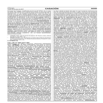 CSJ - Sentencia de casación Nº 16967-2015 lima - El plazo prescriptorio se co...