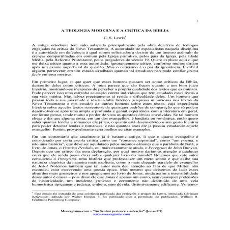 Teologia moderna e a crítica da bíblia 