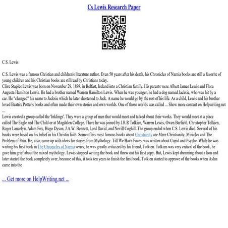 Cs Lewis Research Paper | PPT
