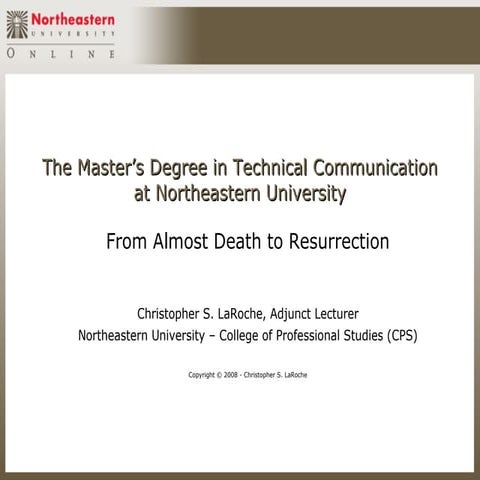 The Master’s Degree in Technical Communication at Northeastern University - F...