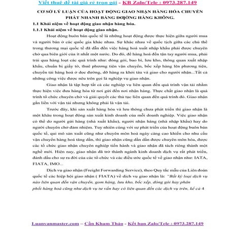 Cơ sở lý luận của hoạt động giao nhận hàng hóa chuyển phát nhanh bằng đƣờng h...