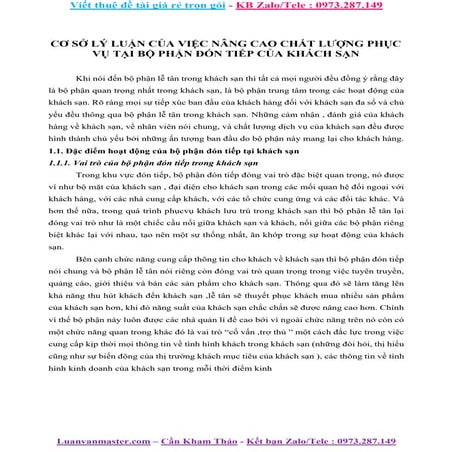 Cơ sở lý luận của việc nâng cao chất lượng phục vụ tại bộ phận đón tiếp của khách sạn.docx