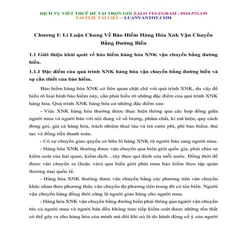 Cơ Sở Lí Luận Chung Về Bảo Hiểm Hàng Hóa Xnk Vận Chuyển Bằng Đường Biển.
